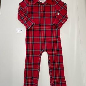 Little Sleepies holiday plaid long sleeve polo romper